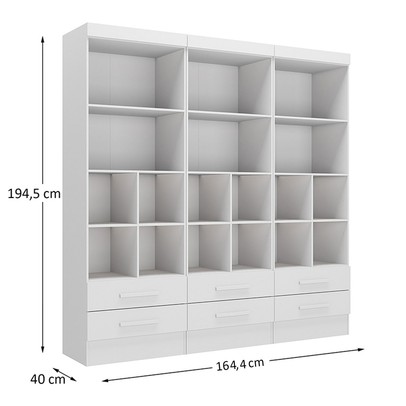 Estante para Livros Modulare 6 Gavetas 12 Prateleiras Branco - Panorama Móveis