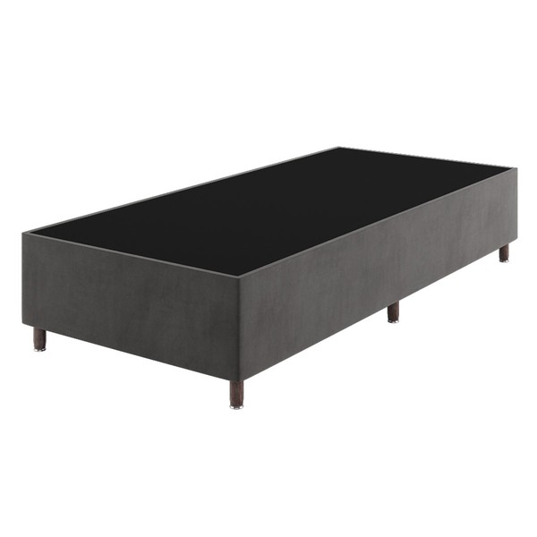 Base de Cama Box Solteiro Lunare Liso Veludo Grafite - Vian