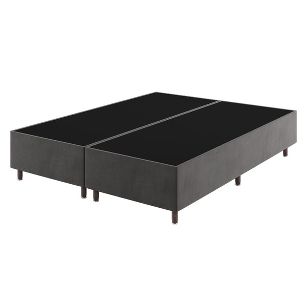 Base de Cama Box Queen Lunare Liso Veludo Grafite - Vian