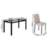 Mesa de Jantar 6 Lugares Tokio Classic com Vidro Preto/Bege - Art Panta