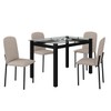 Mesa de Jantar 4 Lugares Tokio Classic com Vidro Preto/Bege - Art Panta