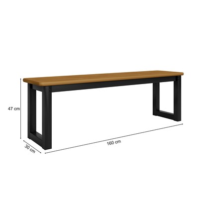 Banco para Cozinha Kit 2 Bancos 160cm Imperatriz Preto/Nature - Art Panta