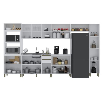 Cozinha Completa Dinamarca 16 Portas 2 Gavetas Branco - Indékes