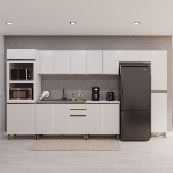 Cozinha Completa Dinamarca 16 Portas 2 Gavetas Branco - Indékes