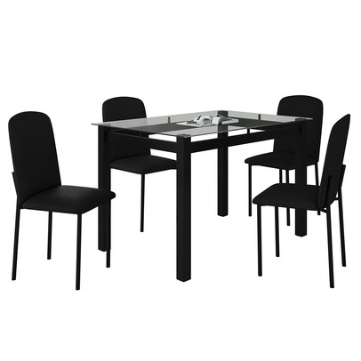 Mesa de Jantar 4 Lugares Tokio Classic com Vidro Preto - Art Panta