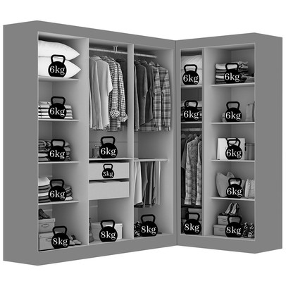 Guarda-Roupa Casal Modulado Paris 9 Portas 2 Gavetas com Espelho Branco - Maxel