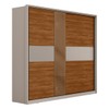 Guarda-Roupa Casal Authentic 2 Portas 6 Gavetas 100% Mdf com Vidro Flex Nogueira/Nude - Demóbile