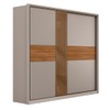 Guarda-Roupa Casal Authentic 2 Portas 6 Gavetas 100% Mdf com Vidro Flex Nogueira/Nude - Demóbile