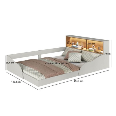 Cama Montessoriana Casal Lille com Led Arenas - Art In Móveis