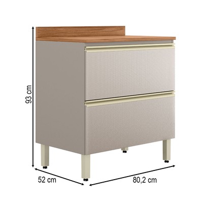 Balcão de Cozinha 80,2 Cm Proença 1 Porta 1 Gaveta 100% Mdf Nogueira/Nude - Demóbile