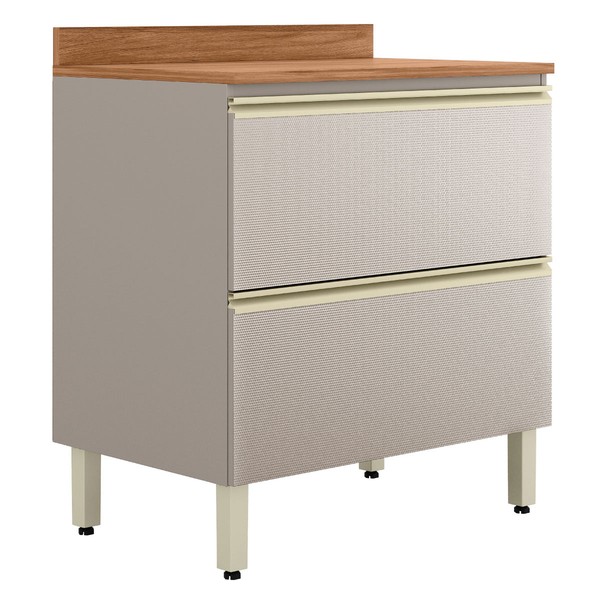 Balcão de Cozinha 80,2 Cm Proença 1 Porta 1 Gaveta 100% Mdf Nogueira/Nude - Demóbile