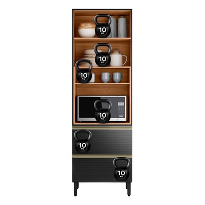 Paneleiro Proença 70 Cm 3 Portas 1 Gaveta 100% Mdf com Vidro Nogueira/Carbono - Demóbile