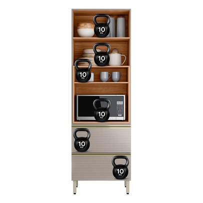 Paneleiro Proença 70 Cm 3 Portas 1 Gaveta 100% Mdf com Vidro Nogueira/Nude - Demóbile