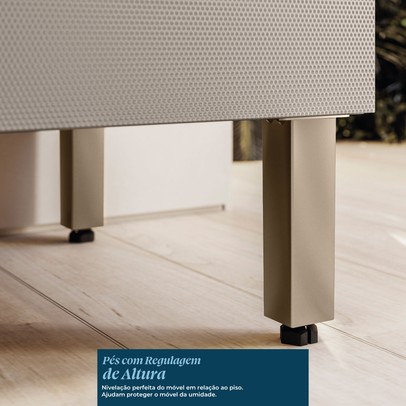 Paneleiro Proença 70 Cm 3 Portas 1 Gaveta 100% Mdf com Vidro Nogueira/Nude - Demóbile