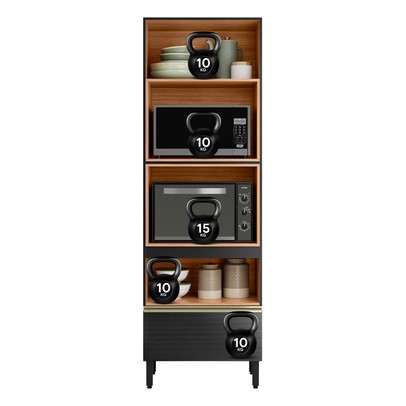 Torre Quente Proença 2 Portas 1 Gaveta 100% Mdf Nogueira/Carbono - Demóbile