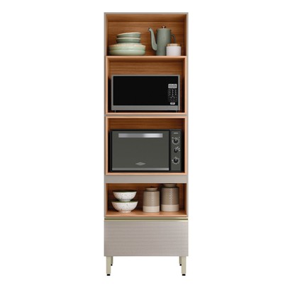 Torre Quente Proença 2 Portas 1 Gaveta 100% Mdf Nogueira/Nude - Demóbile