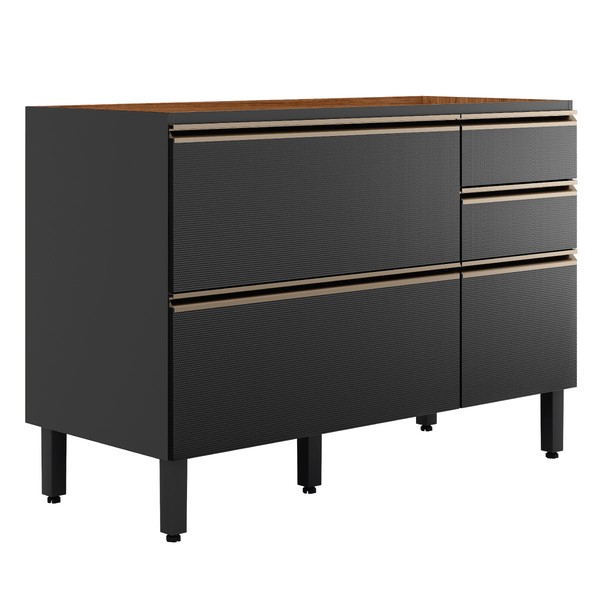 Balcão de Cozinha para Pia Proença 1 Porta 4 Gavetas 100% Mdf Nogueira/Carbono - Demóbile