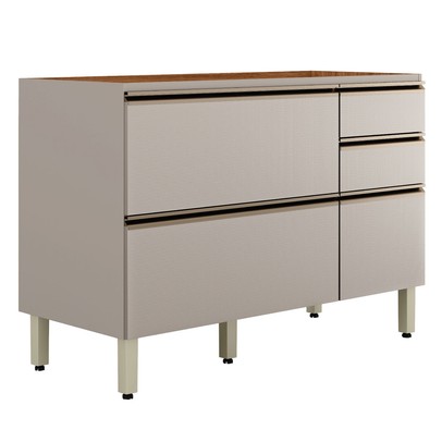 Balcão de Cozinha para Pia Proença 1 Porta 4 Gavetas 100% Mdf Nogueira/Nude - Demóbile