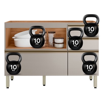 Balcão de Cozinha para Pia Proença 1 Porta 4 Gavetas 100% Mdf Nogueira/Nude - Demóbile