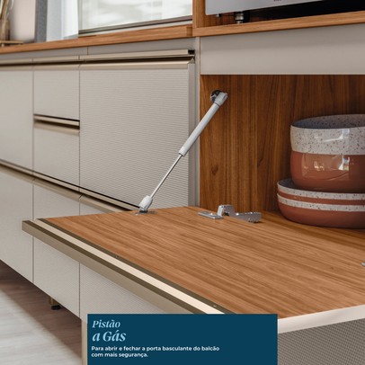 Balcão de Cozinha para Pia Proença 1 Porta 4 Gavetas 100% Mdf Nogueira/Nude - Demóbile