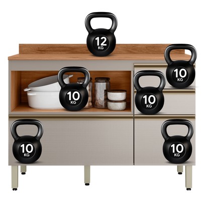 Balcão de Cozinha Proença 1 Porta 4 Gavetas 100% Mdf Nogueira/Nude - Demóbile