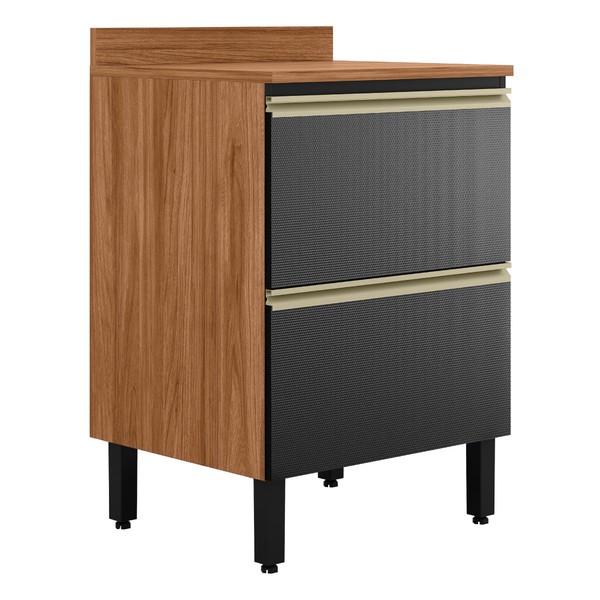 Balcão de Cozinha 60,1 Cm Proença 1 Porta 1 Gaveta 100% Mdf Nogueira/Carbono - Demóbile