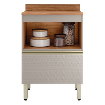 Balcão de Cozinha 60,1 Cm Proença 1 Porta 1 Gaveta 100% Mdf Nogueira/Nude - Demóbile