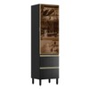 Cristaleira Proença 1 Porta 2 Gavetas 100% Mdf com Vidro Nogueira/Carbono - Demóbile