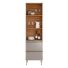 Cristaleira Proença 1 Porta 2 Gavetas 100% Mdf com Vidro Nogueira/Nude - Demóbile
