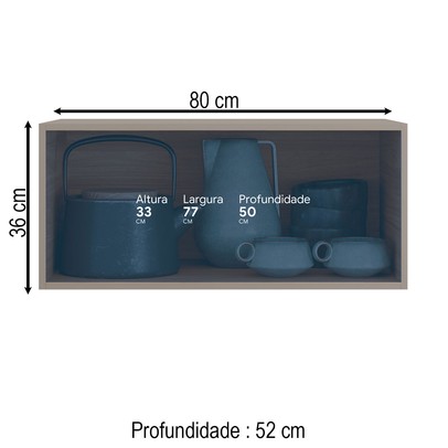 Armário Aéreo Cozinha 80 Cm Proença 1 Porta 100% Mdf Nogueira/Nude - Demóbile