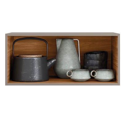 Armário Aéreo Cozinha 80 Cm Proença 1 Porta 100% Mdf Nogueira/Nude - Demóbile