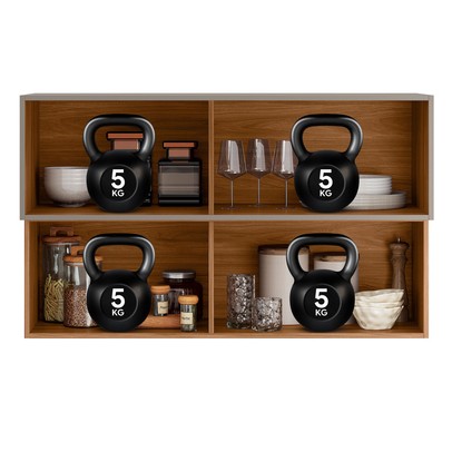 Armário Aéreo Cozinha 120 Cm Proença 2 Portas 100% Mdf com Vidro Nogueira/Nude - Demóbile