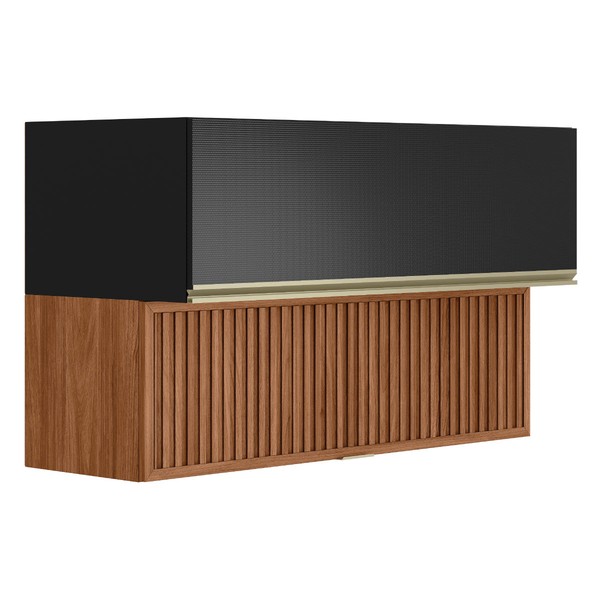 Armário Aéreo Cozinha 120 Cm Proença 2 Portas Ripado 100% Mdf Nogueira/Carbono - Demóbile