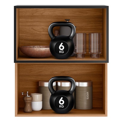 Armário Aéreo Cozinha 60 Cm Proença 2 Portas 100% Mdf Nogueira/Carbono - Demóbile