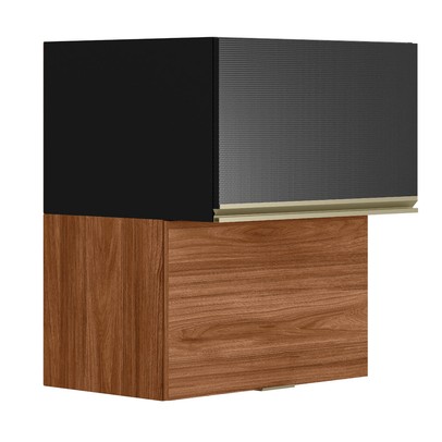 Armário Aéreo Cozinha 60 Cm Proença 2 Portas 100% Mdf Nogueira/Carbono - Demóbile