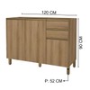 Balcão de Cozinha para Pia 120 Cm 3 Portas 2 Gavetas Castani 6123.3 - Indékes