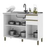 Balcão de Cozinha para Pia 120 Cm 3 Portas 2 Gavetas Branco 6123.3 - Indékes