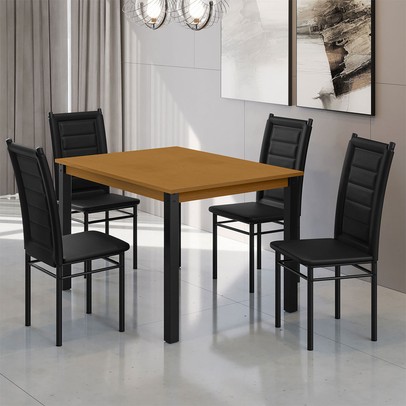 Mesa de Jantar 4 Lugares Monaco Tokio Preto/Nature - Art Panta