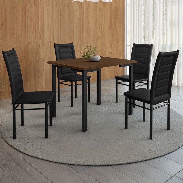 Mesa de Jantar 4 Lugares Tokio Preto/Freijo - Art Panta