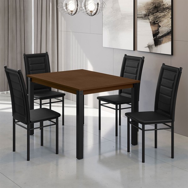 Mesa de Jantar 4 Lugares Monaco Tokio Preto/Freijó - Art Panta