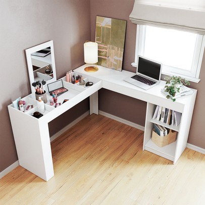 Penteadeira Star 1 Prateleira com Espelho Branco Bpe - Brv