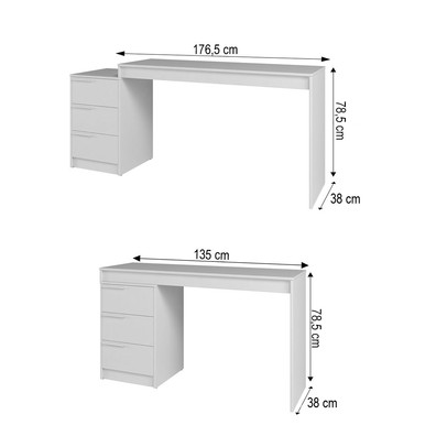 Escritório Completo 4 Portas 3 Gavetas Branco Bkd - Brv