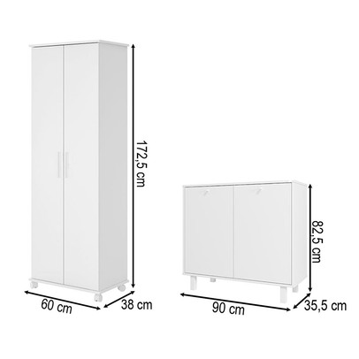 Escritório Completo 4 Portas 3 Gavetas Branco Bkd - Brv