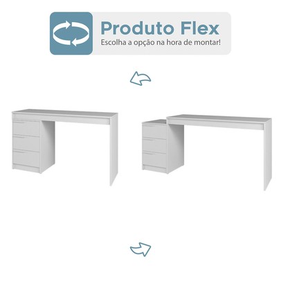 Escritório Completo 4 Portas 3 Gavetas Branco Bkd - Brv