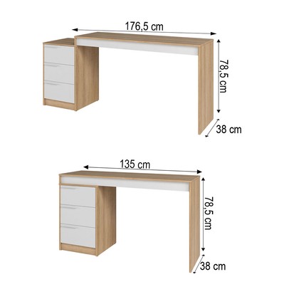 Escritório Completo 2 Portas 3 Gavetas Branco Bkd - Brv
