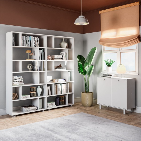 Escritório Completo 2 Portas 11 Prateleiras Branco Bke - Brv