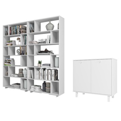 Escritório Completo 2 Portas 11 Prateleiras Branco Bke - Brv