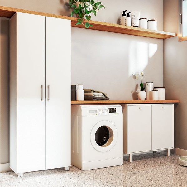 Lavanderia Completa 4 Portas 4 Prateleiras Branco Bks - Brv