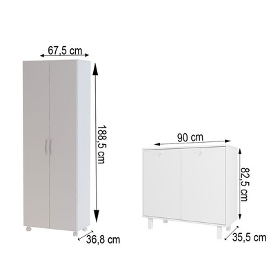 Lavanderia Completa 4 Portas 4 Prateleiras Branco Bks - Brv