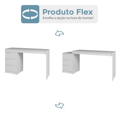 Escritório Completo 2 Portas 3 Gavetas Branco Bko - Brv